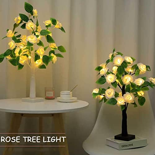 ענפים מלאכותיים של Liuhd קישוט עץ עץ רוז מנורת עץ פרח עם עלה ירוק חג המולד אורות עץ שולחן מלאכותיים למסיבה ביתית