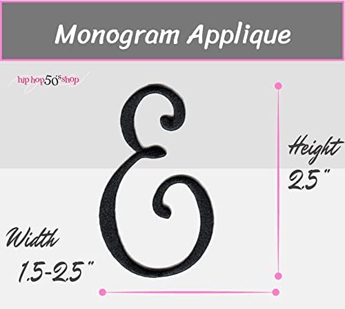 2.5 תסריט שחור רקום אלף -בית מכתב מותאם אישית A - Z Applique Monogram Monogram