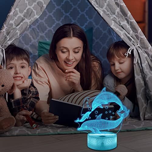 מנורת לילה דולפין דולפין 3 מנורת אשליה אופטית עם 16 צבעים שלט רחוק שינוי רעיון מתנת יום הולדת לילדים