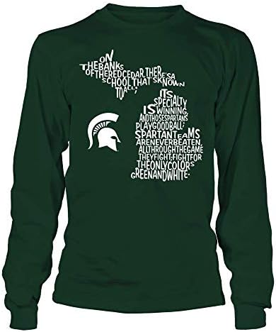 Fanprint Michigan State Spartans חולצת טריקו-שיר קרב בתוך מפת המדינה-IF-IC78-DS75