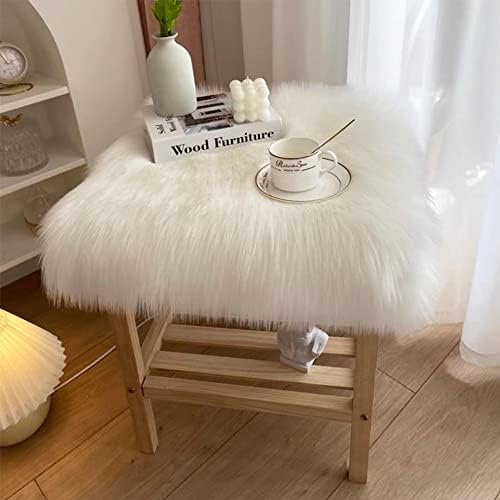 כרית מושב מעור כבש פרווה מלאכותית מרובעת לספה, שטיח רך לצילום רקע של תמונות ציפורניים ותכשיטים, רפידות כיסא