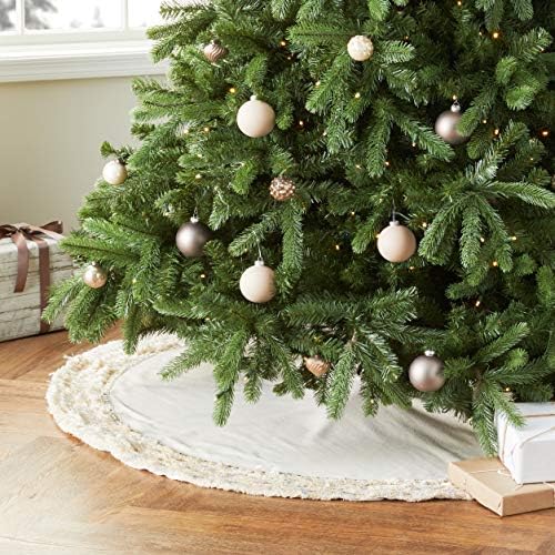 ארקדיה ביתי בעבודת יד בצמר ממוחזר עם חצאית עץ חג המולד של גבול גבול, 60 , שמנת