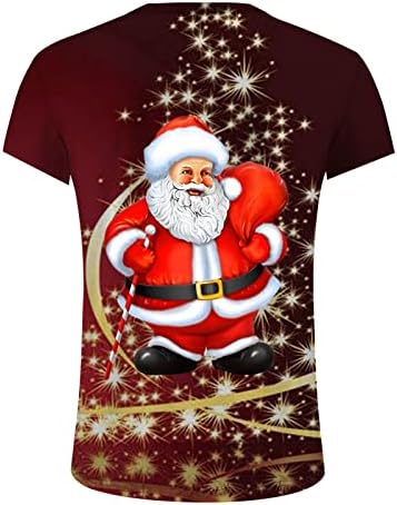 חולצות טריקו של שרוול קצר לחג המולד לחג המולד לגברים, חג המולד מצחיק סנטה קלאוס הדפס צוואר עגול צוואר צוואר