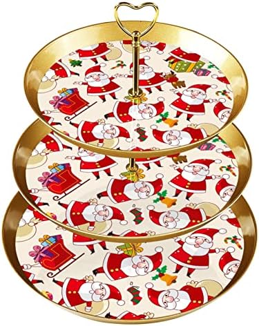 DragonBtu 3 דוכן קאפקייקס שכבה עם מוט זהב מוט זהב קינוח קינוח מגד מגד קריקטורה חג המולד חג המולד סנטה קלאוס מתנה