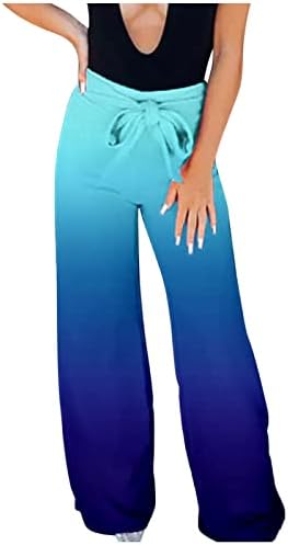 מכנסי קיץ של מיאשוי לנשים נשים מזדמנים מכנסיים נוחים עם כיסים עם מכנסי שמלה גבוהים קלים עבור