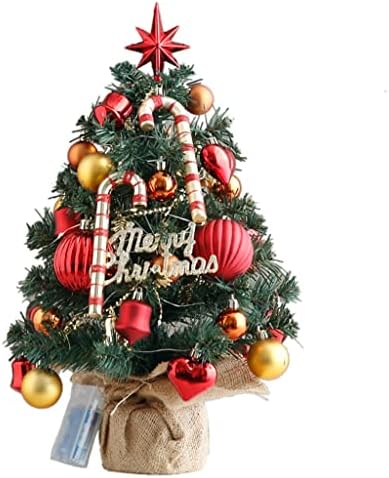 FIFOR 15.7 /40 סמ עץ חג המולד מיני, עץ אורן חג המולד קטן מלא מלאכותי עם אורות מיתר LED וקישוטים