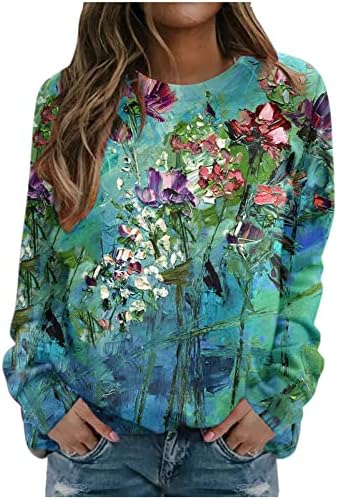 לבגדי חיצון נשות שרוול שרוול ארוך צוואר צווארון פרפר פרחוני צבעוני טוניקה טוניקה לבגדי סווטשירט