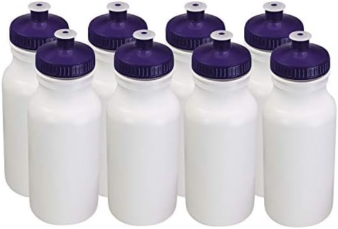 Pinnacle Mercantile Sports סוחט בקבוקי מים פלסטיק שחור דחיפה/כובע משיכה 20 אונקיה נטולת BPA 8 סט 8