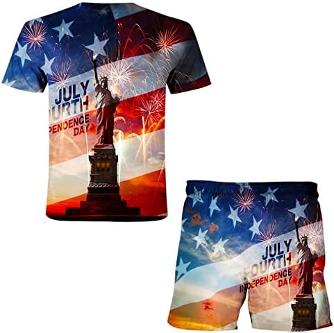 תלבושת יום הזיכרון של Douhen גברים גברים אמריקאים עצמאות תלת מימדית קיץ קיץ דגל דגל דגל סט