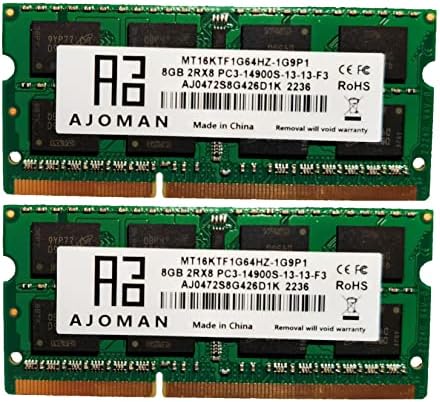 AJOMAN 16GB 1866 SODIMM PC3L-14900S DDR3 DDR3L 1867 RAM נייד 2RX8 1.35V לא ECC ללא הפסקה 204 פין