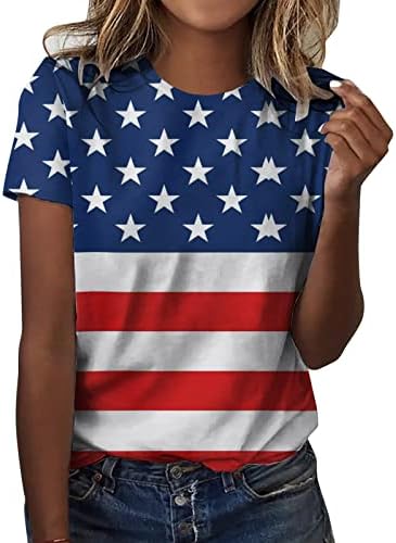 צמרות טוניקה ארוכות של נשים יום העצמאות לנשים מדפיסים חולצות קיץ מדי יום לנשים טנק צוואר נשים נשים קיץ
