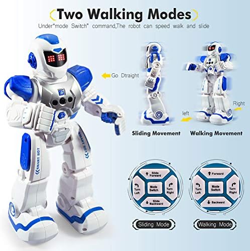 ZOSAM - רובוט שלט רחוק לילדים, רובוט תכנותי אינטליגנטי עם צעצועי בקר אינפרא אדום, שירה, ריקודים, הליכה