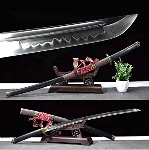 PJXC בעבודת יד חרב יפנית סמוראי טאצ'י פלדה חימר טמפרת גילוח חדה נינג'ה קטנה