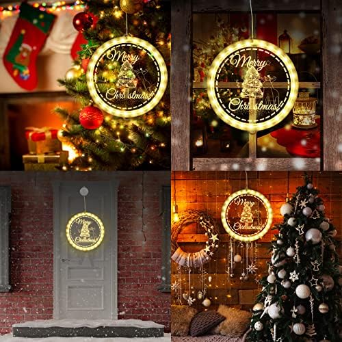 קישוטי אורות חלון חג המולד, 9.5 אינץ 'LED אורות מופעלים אורות 3D אורות חג מולד מקורה, אורות מיתר תלויים