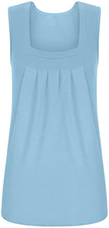 חולצות ללא שרוולים רגילים לנשים גופיות לבושות 2023 אפוד אופנה צוואר מרובע התלקחות התלקחות רופפת חולצות טוניקה