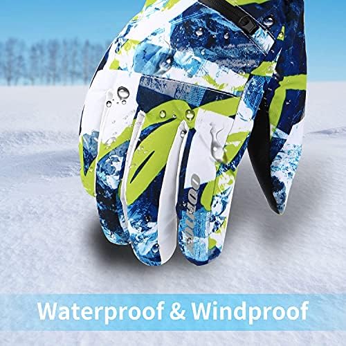 כפפות סקי, כפפות שלג אטומות למים -30 ℉ כפפות חורף למזג אוויר קר מסך מגע כפפות סנובורד חמות לגברים נשים
