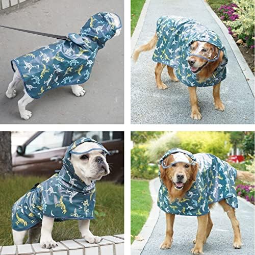 מעיל גשם של כלב עם מכסה המנוע לכלב קטן, כלב בינוני, מעיל גשם של כלבים אטומים למים עם רצועת רצועה רפלקטיבית