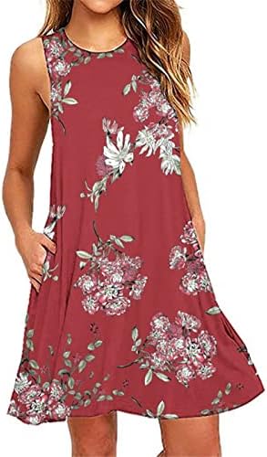 שמלות קיץ של נשים למידודן לאופנה פרחונית מודפסת שמלת טנק חוף ללא שרוולים שמלות חולצה צווארון