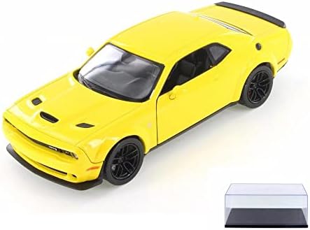 מכונית Diecast עם מקרה תצוגה - 2018 דודג 'צ'לנג'ר SRT Hellcat Widebody Hardtop, צהוב - Showcasts 79350/16d