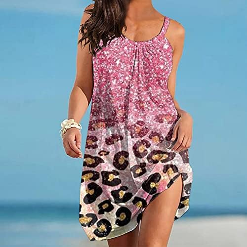 שמלות יפות לנשים אופנה רופפות קז'ואל קיץ הדפס ללא שרוולים הלטר חוף שמלת חוף נופש שמלת קלע