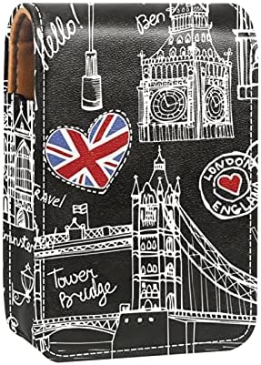 בריטי אנגליה לונדון אלמנטים מיני שפתון מקרה עם מראה עבור ארנק נייד מקרה מחזיק ארגון