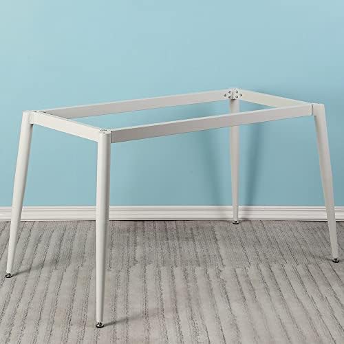 מסגרת שולחן מודרנית לבנה 28 רגלי שולחן מתכת תעשייתיות עם כוסות יניקה, בסיס שולחן לשיש, זכוכית, עץ עליון,