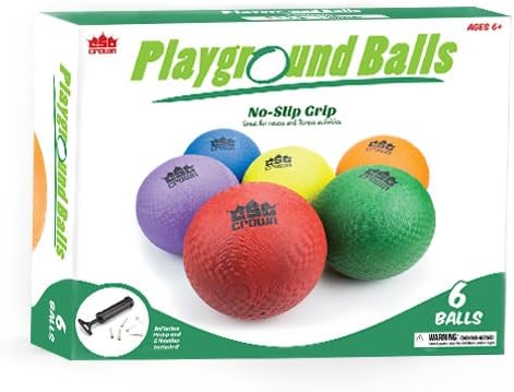 כתר מוצרי ספורט 6 חבילות כדורי מגרש משחקים עם משאבת ידיים ומחטים - סט בתפזור