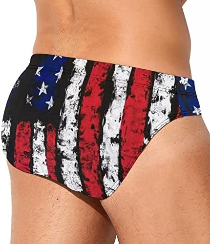 תקצירי שחייה לגברים פלוס מותניים נמוכים בגודל 4 ביולי קצרים בגדי ים וינטג 'אופנה דגל אמריקה הדפסים דגל חוף