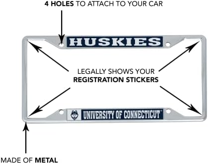 אוניברסיטת קונטיקט האסקי UConn מסגרת רישוי מתכת לחזית או בחלק האחורי של רכב מורשה רשמית