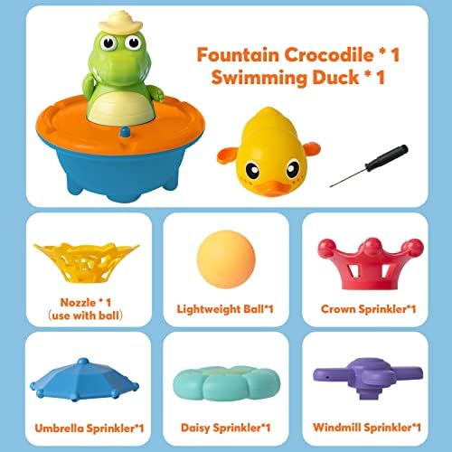 TAMAXI תנין צעצועי אמבטיה לתינוקות לפעוטות מרססים צעצועי מים, צעצועי ממטרת תנין אטום למים צעצועי אמבטיה אטומים