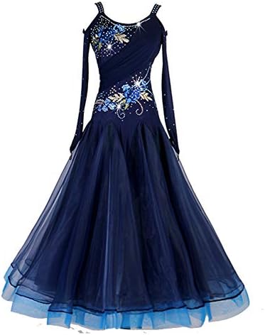 שמלת תחרות ריקודים של אולם הנשפים של נקוקו שמלת שמלת ריקוד מודרנית שרוול ארוך