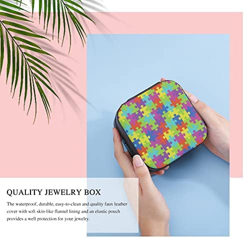קופסאות תכשיטים של פאזל צבעוני עור PU עור נייד אחסון מחזיק קופסאות מיני מארז לנשים מתנה