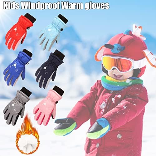 Qvkarw כפפות חמות חורפיות ילדים חיצוניות ילדים בנים בנות החלקה על שלג סנובורד אטום רוח עמידה עמידה כפפות