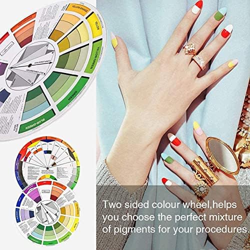 U-K Color Wheel נייר תערובת כרטיס מעגל כרומטי מספקת כרומטוגרפיה מדריך כיס פיגמנט ציפורניים על ערבוב צבע, ציוד