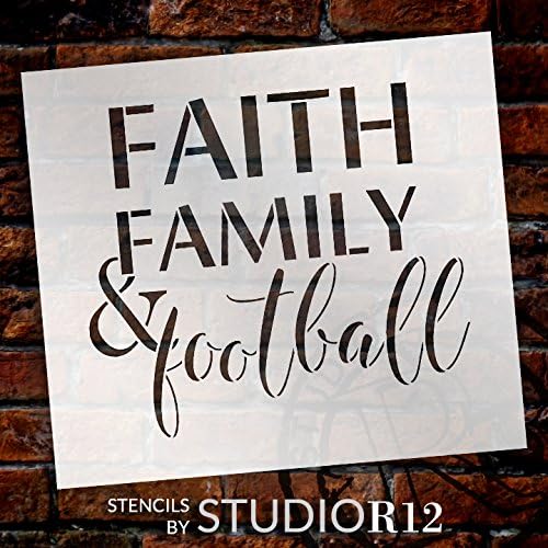 אמונה משפחה וכדורגל סטנסיל על ידי סטודיו12 / לשימוש חוזר מיילר תבנית / סתיו ספורט-להשתמש כדי לצייר