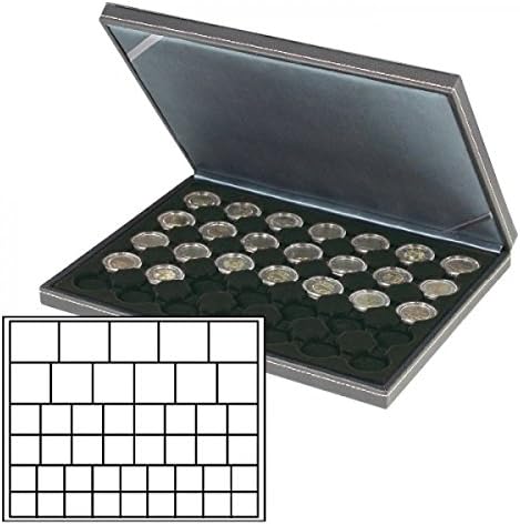 לינדנר 2364-2145 לספירה נרה מ ' מארז מטבעות עם תוספת שחורה עם 45 תאים מרובעים בגדלים שונים. מתאים