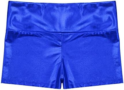 IEFIEL בנות מכנסיים מתעמלים מתכתיים קצרים תחתונים מבריקים מכנסיים קצרים לשחייה של אימון לעודד ספורט