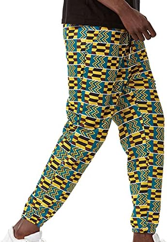 מכנסי דפוס אפריקאים של גברים מכנסיים מכנסי טרנינג בסגנון Boho בסגנון מותניים אלסטיים שרוך ספורט מזדמן