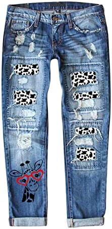 אילוגו נשים של אופנה הדפסת רחוב רופף שטף מלוטש מותניים קרע ג 'ינס ג' ינס מכנסיים נשים ג ' ינס מכנסיים