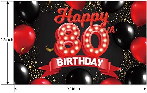 שמח 80 יום הולדת אדום ושחור באנר רקע קישוטי בלוני נושא דקור עבור בנות נשים נסיכת 80 שנים יום הולדת