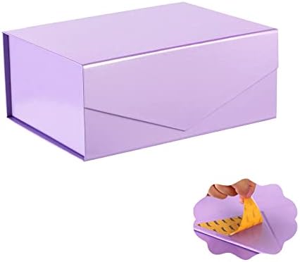 קופסת מתנה ארטדארם 9 על 6.5 על 3.8 אינץ', קופסת מתנה סגולה עם מכסה, קופסת שושבינה, קופסת מתנה לסגירה מגנטית,