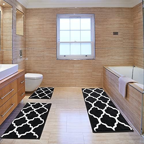 סט שטיחי אמבטיה של ווקקי 3 חלקים, מחצלות מקלחת אמבטיה של מיקרופייבר לא יוקרה, מחצלות מקלחת אמבטיה