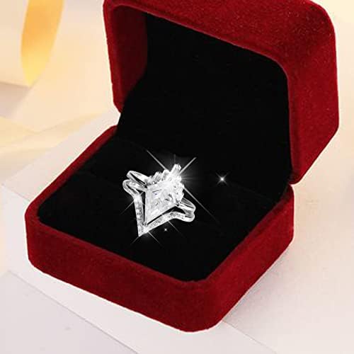 טבעת הבטחה רוז 1 סט 2 PC V צורה צורה ריינסטון טבעות יהלום נשים אופנה טבעת זירקון יהלום מלא טבעות תכשיטים