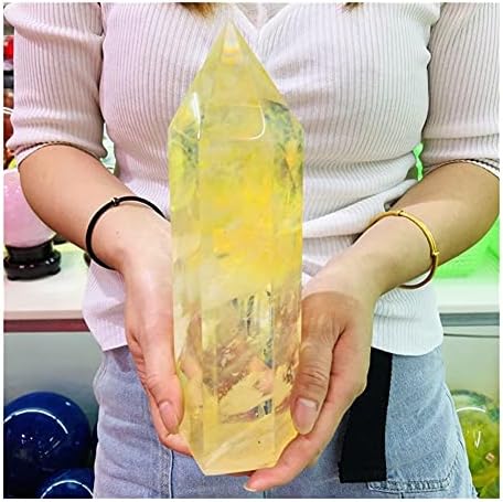 Saiyi צהוב התמזג קוורץ נקודת קריסטל ריפוי obelisk משושה שרביט משושה מתנה רייקי לחברים ובני משפחה לקידום