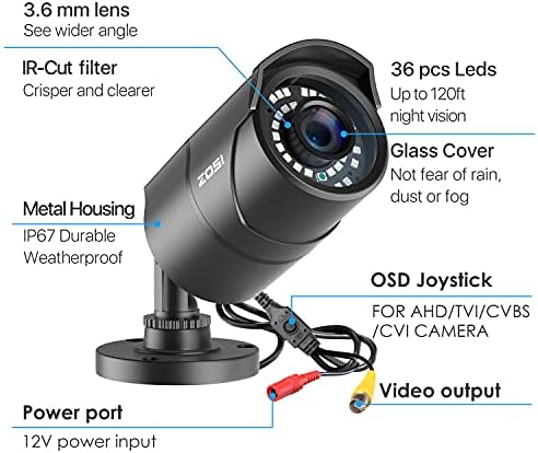 Zosi 4 Pack 2MP 1080P 1920TVL מצלמת אבטחה חיצונית חיצונית LED