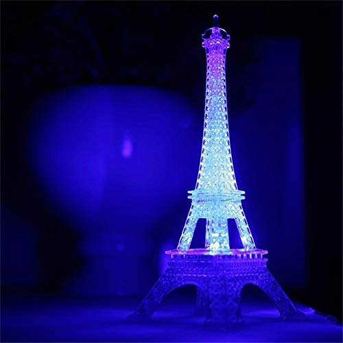 מגדל אייפל מנורת לילה שולחן חדר שינה קישוט הוביל מנורת צבעוני פריז אופנה סגנון אקריליק 10 אינץ עוגת טופר