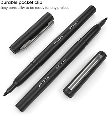 ארטזה שחור הרגיש טיפ עטים, חבילה של 12, 1.0–1.5 ממ סיבי טיפ, מהיר ייבוש על בסיס מים דיו, אספקת אמנות