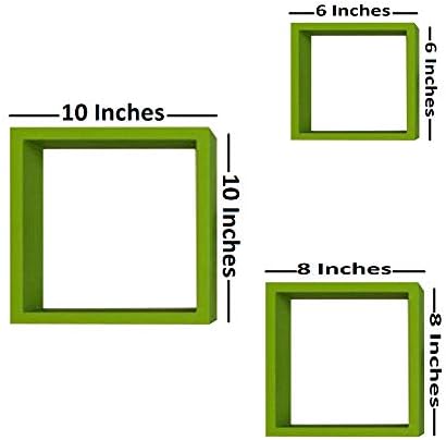 דסי קריגר קיר הר מדפים כיכר צורת סט של 3 ירוק קיר מדפים