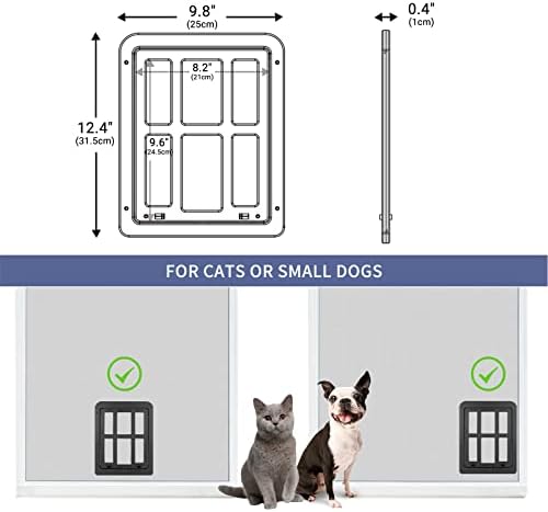 דלת כלב פטלסו לדלת מסך, דלת מסך לחיות מחמד לדלת כלב חתול קטנה עם דש מגנטי הניתן לנעילה לדלת הזזה, שחור