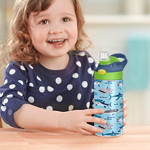 בקבוק מים חמוד לילדים, בקבוק מים מבודד נירוסטה ללא BPA, בקבוק מים עם מכסה קש בקש דליפה כפול דליפה לבנות פעוטות